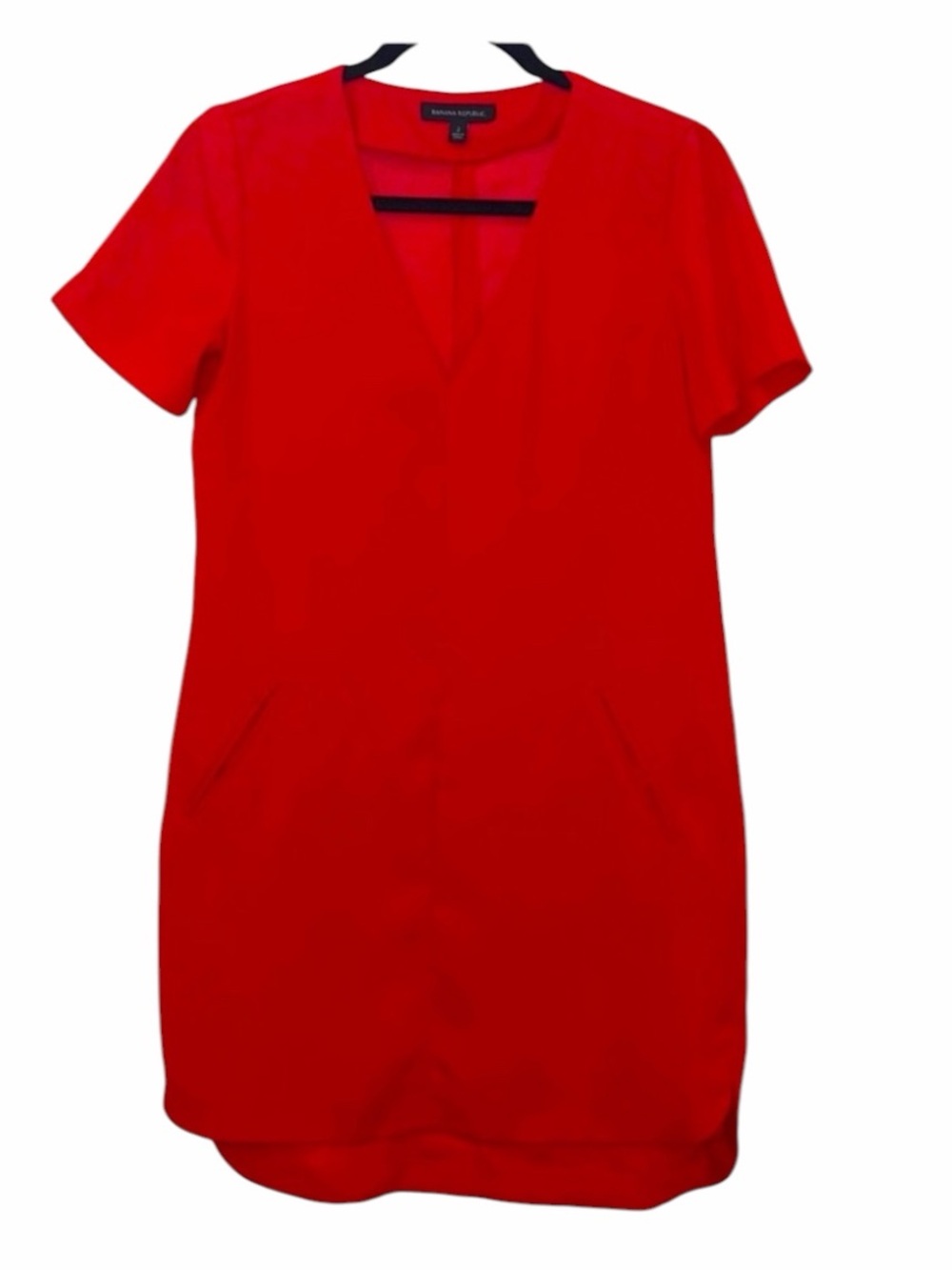 Banana Republic Curved Hem Shift Red Dress Size 2
